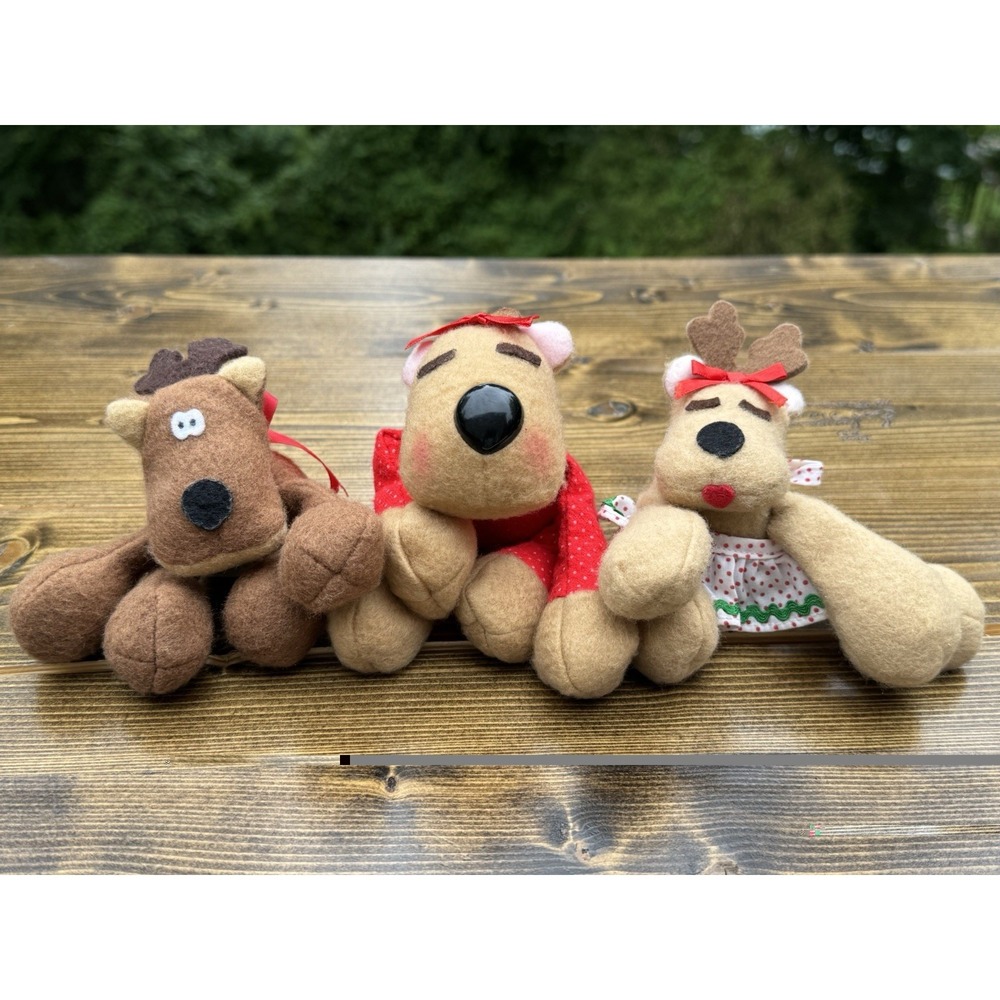 Vintage Hallmark Rhonda Ramona Reindeer Plush Toys Christmas Lot of 3 1983